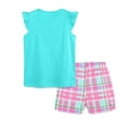 thumbnail image 5 of HILEELANG Little Girl Summer Short Clothes Sets Outfits Easter Cotton Blue Strawberry Tee Shirts Shorts Playwear Size 7, 5 of 5