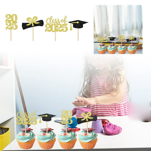 SXcggal 2025 Graduation Party Decorations Card Slot Inserts For Cupcake Toppers Paper Graduation Design Cake Decorations For Party Supplies And Celebrations Practical Basic Card Slot For Garden