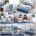 thumbnail image 5 of 3 Piece Blue Ombre Stripe Duvet Cover Set Full Size,Microfiber Comforter/Quilt Cover with Corner Ties and 2 Pillowcases,Farmhouse Striped Modern Abstract Art All Season Bedding with Zipper Closure, 5 of 8