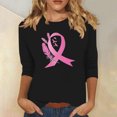 thumbnail image 2 of Alkepwun Breast Cancer Shirt for Women Love Heart Pink Ribbon Shirt Cancer Awareness T-Shirts Support Survival 3/4 Sleeve Tops, 2 of 5