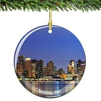 City-Souvenirs Boston Christmas Ornament, Porcelain 2.75' Double Sided Christmas Ornaments