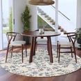 thumbnail image 3 of Navy Blue Leaves Round Area Rug 6Ft Washable Circle Rugs for Bathroom Office, Vintage Summer Botanical Farmhouse Rustic Non-Slip Carpet Floor Mats Indoor Outdoor Carpet Runner Aesthetic Home Decor, 3 of 8