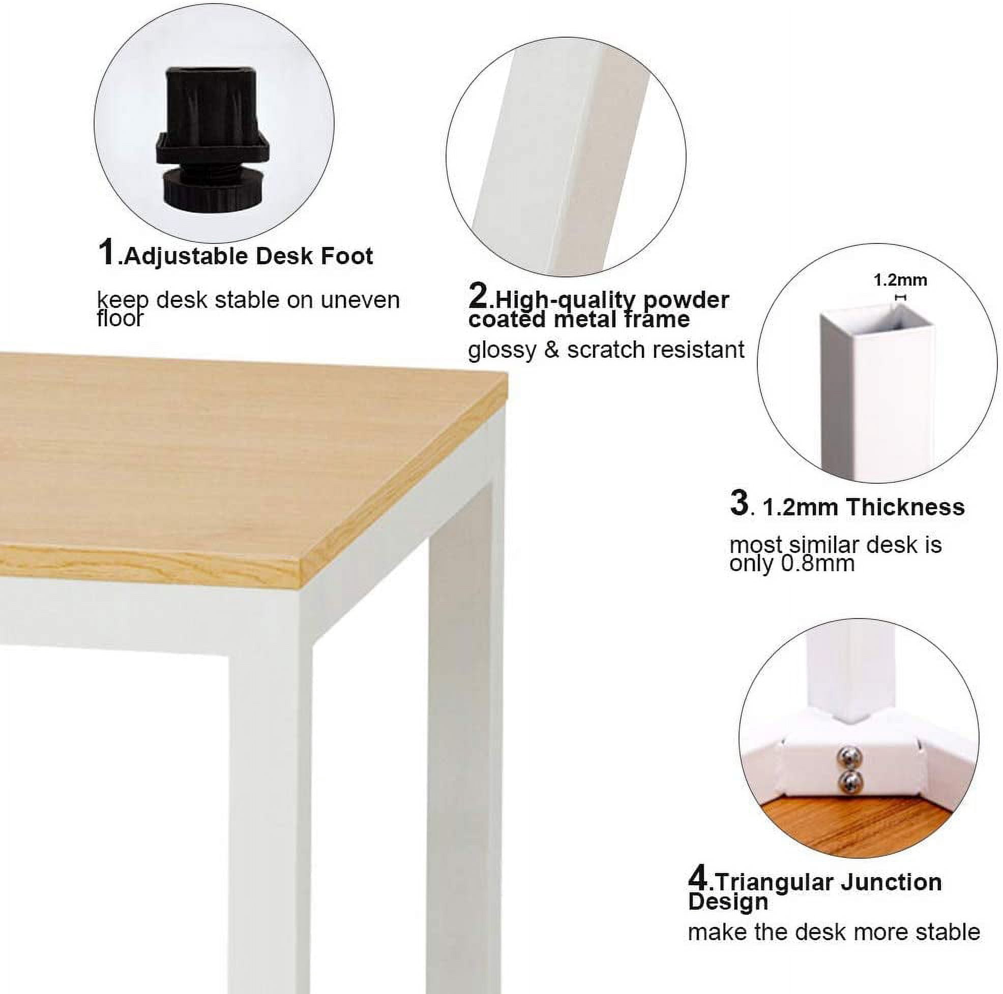 SogesPower 29.5"H Modern Wood Computer Desk- Teak White