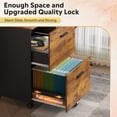 thumbnail image 6 of GALAXHERO 2 Drawer Filing Cabinet with Lock, Wooden Printer Stand with Storage for Home Office, Mobile Locking file Cabinet Fits Letter/A4 Hanging Files, Rustic Brown, 6 of 8