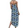 thumbnail image 5 of Women's Maxi Dresses Plus Size V-Neck Summer Dresses for Women Strapless Floral Long Sundress Casual Beach Dress with Pockets Club Party Vacation S-XXL, 5 of 9