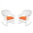 thumbnail image 1 of Jeco Rocker Wicker Chair in White with Orange Cushion (Set of 2), 1 of 1