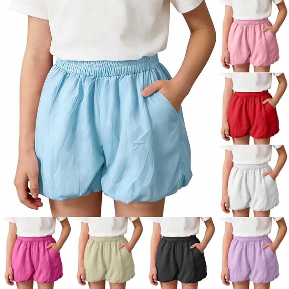 Miluxas Girls Bubble Mini Skorts Summer Trendy Skirt Shorts Elastic Waist Pleated Puffy Short White 15-16Years