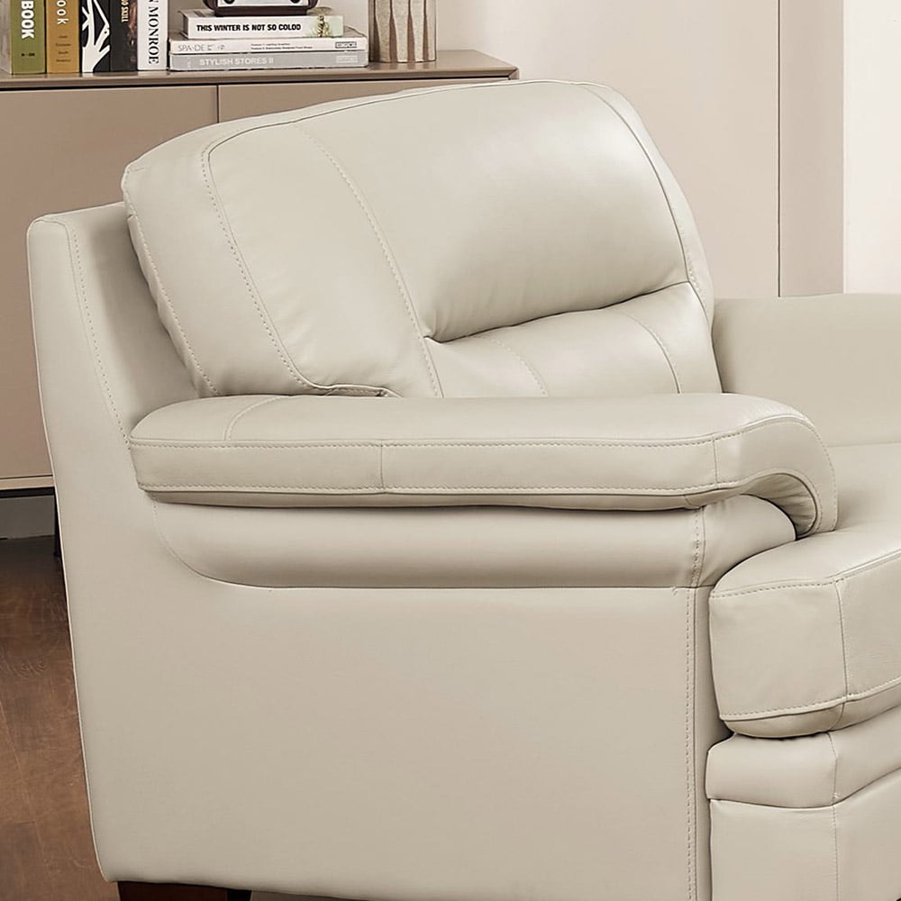 Hydeline Luxor Top Grain Leather Armchair Vanilla White with Tapered Legs Memory Foam and Springs Seating