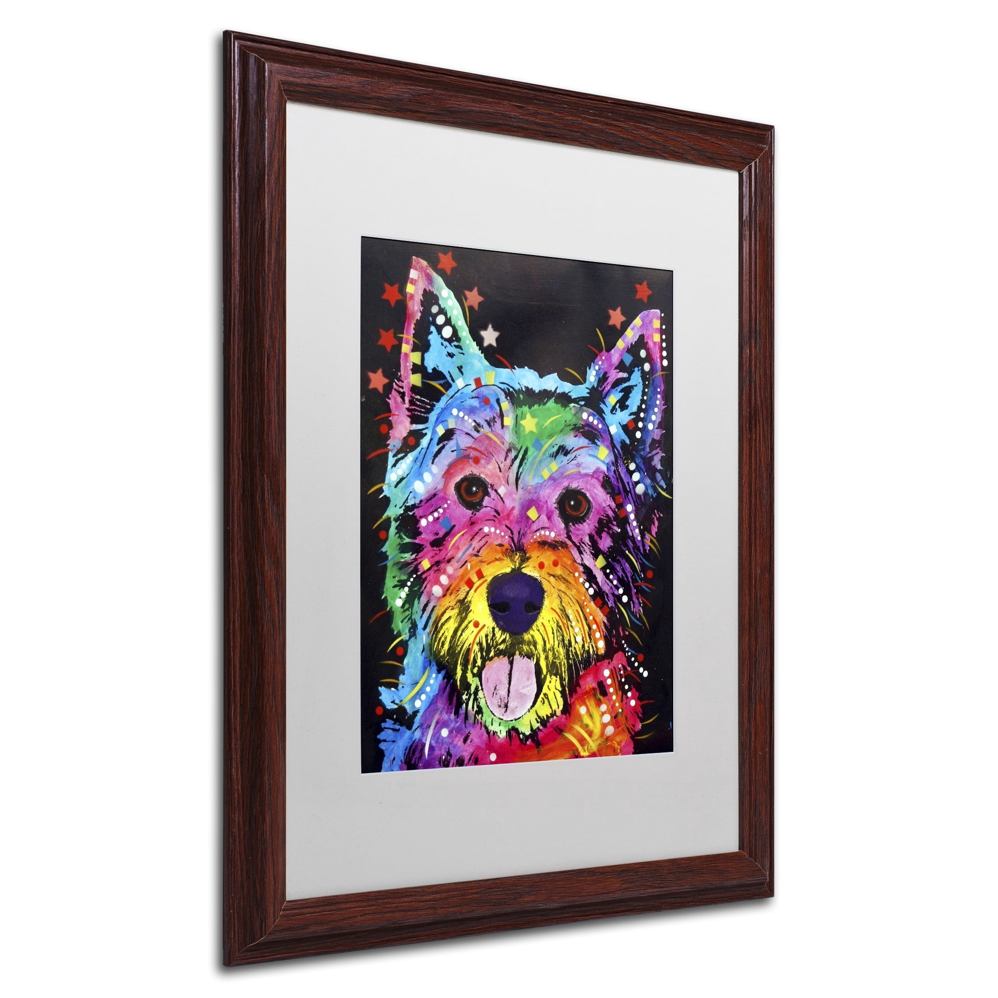 Trademark Fine Art "Westie" Canvas Art by Dean Russo, White Matte, Wood Frame