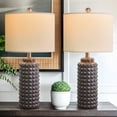 thumbnail image 3 of Oneach Modern Ceramic Table Lamps 24.5" Set of 2 for Living Room Bedroom Bedside Nightstand Lamps, 3 of 9