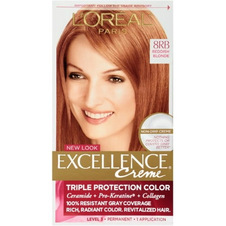 Excellence Creme Pro - Keratine # 8RB Reddish Blonde - Warmer by L'Oreal Paris for Unisex - 1 Application Hair Color (Best Drugstore Hair Dye For Gray Hair)