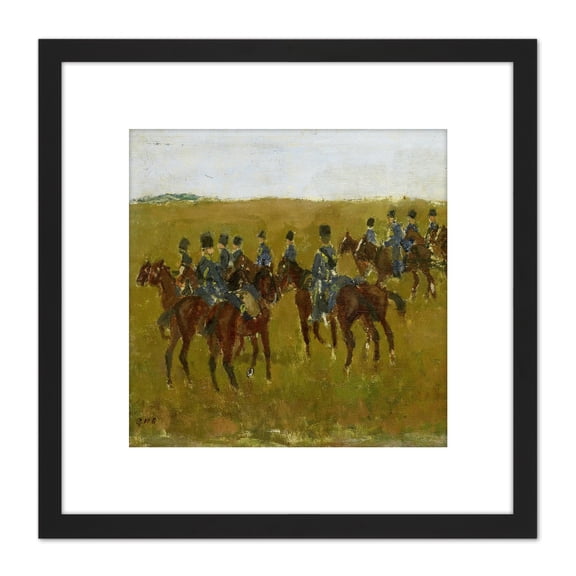 Breitner Artillery Maneuver Army Horse Painting 8X8 Inch Square Wooden Framed Wall Art Print Picture with Mount