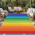 thumbnail image 2 of Colorful Striped Ombre Outdoor Rug for Patio/Deck/Porch, Non-Slip Large Area Rug 4 x 6 Ft, Rainbow Stripes Modern Abstract Art Indoor Outdoor Rugs Washable Area Rugs, Camping Rug Carpet Runner, 2 of 8