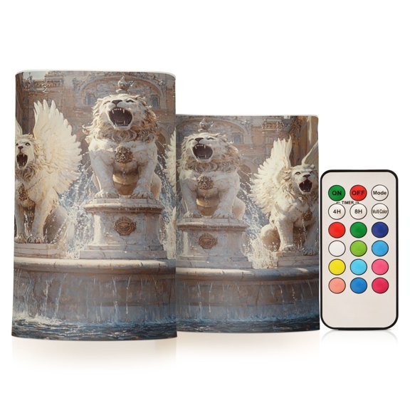 BZSMCE Flameless Candles LED Lights White Winged Lions Creativity Battery Candles