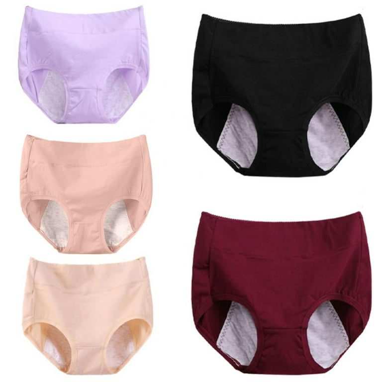 Womens Underwear,Cotton Mid Waist No Muffin Top Full Coverage Brief Ladies  Panties Lingerie Undergarments for Women 4 Pack