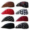 thumbnail image 3 of Strip Grid Print Unisex Beret Hat Chef Catering Cook Baker Waiter Skull Cap, 3 of 5