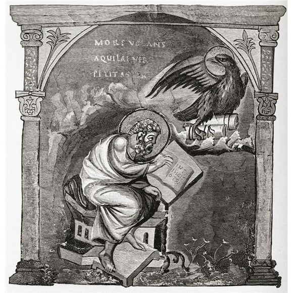 Saint John The Evangelist From The Gospel Book Given By Otto II to Aethelstan From The Book Short History of The English People by J.R. Green Published London 1893 Poster Print, 24 x 24 - Large