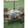 thumbnail image 4 of Outdoor Tablecloth with Umbrella Hole for Patio/Picnic/Party/Camping, Blue Coastal Waterproof Table Cloth Square Cover Washable, Summer Beach Coral Shell Starfish Seahorse (60"x 60"), 4 of 8