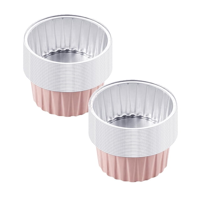 Oleegame Rouleau de Feuille d'Étain 2 Pcs 20 Pcs Godets Ronds Réutilisables en Papier d'Aluminium, Papier D\'aluminium pour Friteuse à Air Chaud Rose
