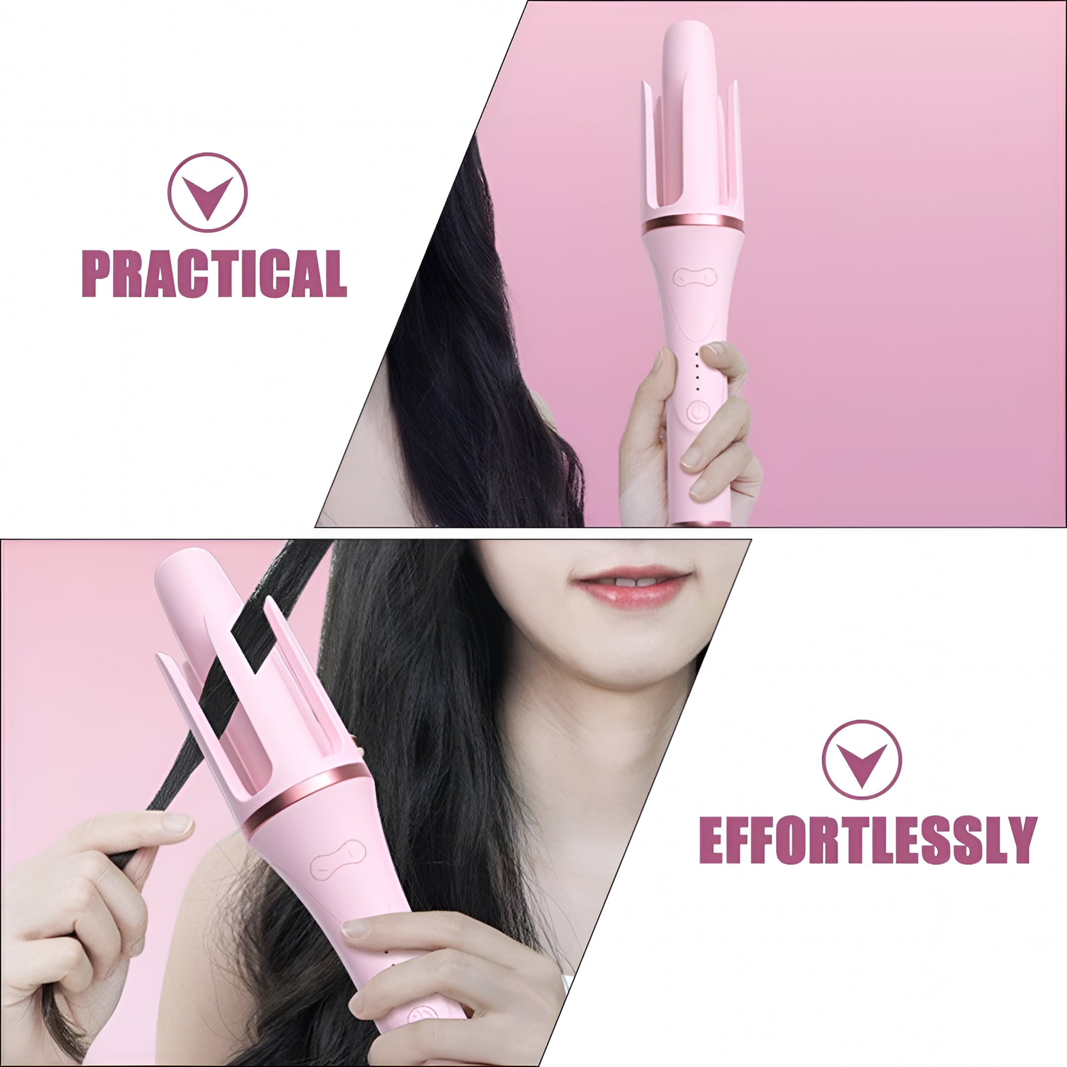 EXLEAF Automatic Curling Iron 2Inch with 4 Adjustable Temps, Ceramic Hairdressing Tools, White