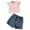 Pink, variant on Cute Outfits for Girls Knit Embroidery Fly Sleeve T Shirts and Jean Shorts Summer Vacation Beach Girls Clothes Size 2-8
