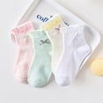 thumbnail image 4 of Odeerbi Ruffle Cotton Socks for Kids Girls Cute Soft Crew Socks Summer Princess Lace Breathable Bow Socks Students Solid Color Socks, 4 of 4