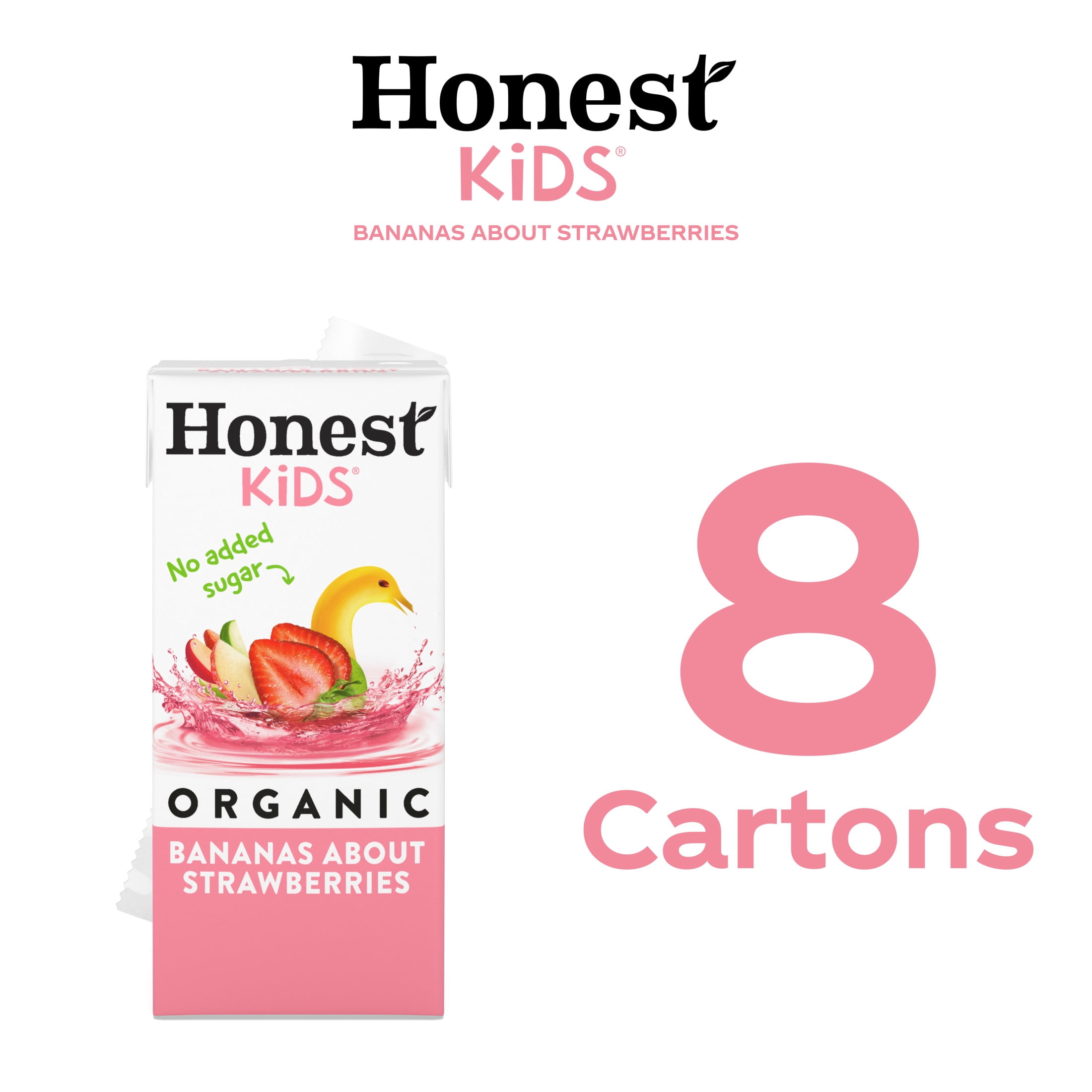 (5 pack) Honest Kids Bananas About Strawberries Organic Juice Drink Cartons, 6 fl oz, 8 Pack