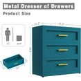 thumbnail image 3 of Elegant Metal 3-Drawer Dresser for Bedroom, Clothes Storaeg Chest for Closet, Farmhouse Dressers & Chests of Drawers with 3 Large Drawers,Blue, 3 of 7