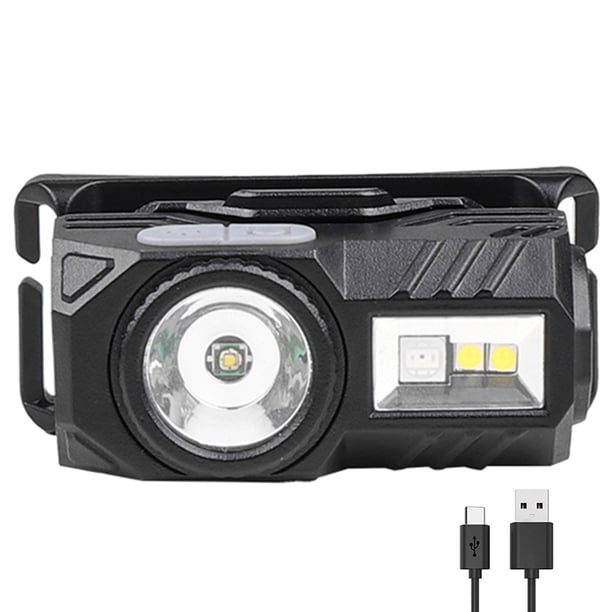 Luces de clip de tapa de 400 lúmenes, 5 modos de iluminación para acampar, correr, senderismo (negro)