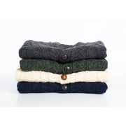 SAOL Aran Shawl Collar Fisherman Cardigan Sweater 100% Merino Wool Mens Irish Cable Knitted Buttons Jacket Made in Ireland
