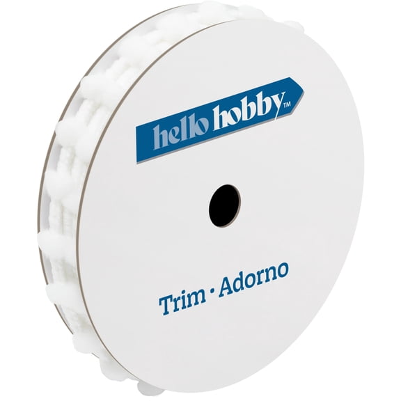 Hello Hobby White Baby Pompom Sewing Trim, 3/8 in x 3 yd