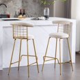 thumbnail image 6 of Retro Luxury Velvet  High Bar Stool  - Beige Set of 2, 6 of 20