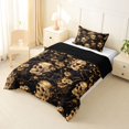 thumbnail image 2 of Homewish Spooky Halloween Skull Twin Comforter Sets,Baroque Goth Floral Bedding Set,Golden,Black Reversible,2-Piece,1 Comforter and 1 Pillowcase, 2 of 7