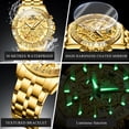 thumbnail image 4 of OLEVS Watches for Men Waterproof Luxury Dress Analog Quartz Chronograph Fashion Gold Plated Stainless Steel Luminous Date Classic Mens Wrist Watches Reloj Para Hombre Gold/White/Black Dial, 4 of 14