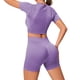 thumbnail image 2 of Gibobby Ropa Deportiva Mujer Conjunto de yoga para mujer, traje de entrenamiento de cintura alta, camiseta de yoga elástica(Morado, L), 2 of 3