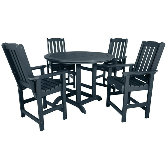 Highwood's 48" Round 5-pc Lehigh Dining Set - Counter Height, Outdoor, Eco-friendly, Synthetic Wood