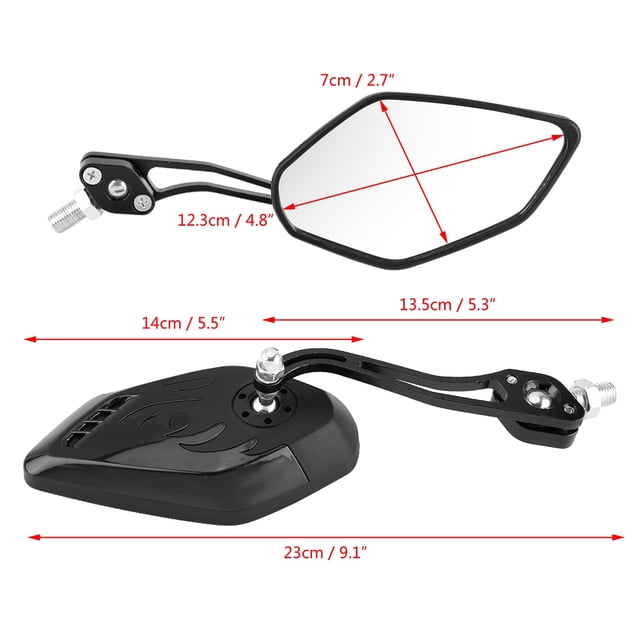 Rearview Mirror,1 Pair Universal Motorcycle Motorcycle Rear View Mirrors Scooter Aluminum Flame Pattern Side Rear View Mirrors for Motorcycle