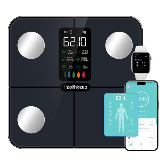 Báscula de grasa corporal inteligente BMI Báscula digital inalámbrica para baño, analizador de compo