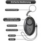 thumbnail image 2 of Alarma personal, alarma antirrobo con llavero - Alarma de bolsillo de seguridad de emergencia de 150 dB con luz LED - Zumbador de prevención para mujeres y niños (negro) 1 pie, 2 of 5