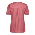 thumbnail image 4 of Puntoco Camiseta de manga corta suelta de color sólido con cuello en V de moda casual para mujer tops Puntoco Puntoco-5527, 4 of 4