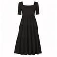 thumbnail image 4 of White Mark Women's Plus Size Square Neck Short Sleeve Tiered Maxi Dress, 4 of 6
