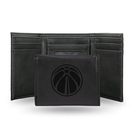 Basketball Rico Industries Washington Wizards Black Laser Engraved Trifold Laser Engraved Tri-Fold Wallet - Men s Accessory