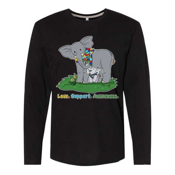 Inktastic Autism Love, Support, Awareness Elephants Long Sleeve T-Shirt