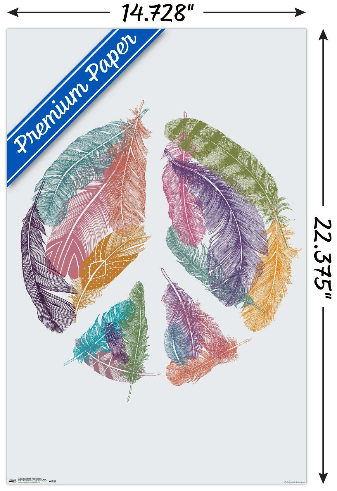 Rachel Caldwell - Feather Peace Wall Poster, 14.725" x 22.375"