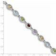 thumbnail image 3 of 925 Sterling Silver Rhodium-plated 7inch Rainbow Semi Precious Stone Bracelet, 3 of 3