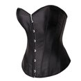 thumbnail image 2 of Conjuntos de lencería sexy con corsé y bustier para mujer, faja reductora de cintura de satén negro, 2 of 4