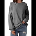 thumbnail image 3 of Sudadera Informal de Gran Tamaño para Mujer, Cuello Redondo, Bloques de Color, Holgada, Tipo Jersey. Gris XXL, 3 of 8