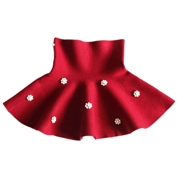 GigrtiJin Toddler Kids Flared Skirt Solid Color High Waist Cotton Pleated Skirt with Hairball Lightweight Casual Skort for Girls