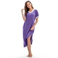 thumbnail image 2 of PinkBeautiM Womens Nightgown Long Loungewear V Neck Lounge Dress Short Sleeve Sleepshirt Full Length Soft Sleepwear with Pockets, 2 of 5