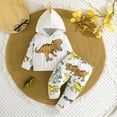 thumbnail image 2 of FAOWME Child Outfit Sets Kids Long Sleeve Cartoon Dinosaur Print Hooded Tops And Pants Sets Clothes Sets Lovely Hood Dailywear, 2 of 7
